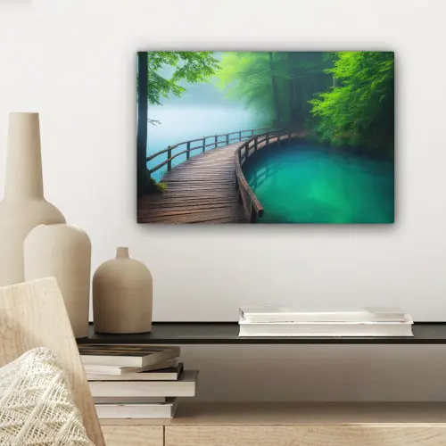Brug - Water - Rivier - Bos canvas 2cm klein -sfeer6
