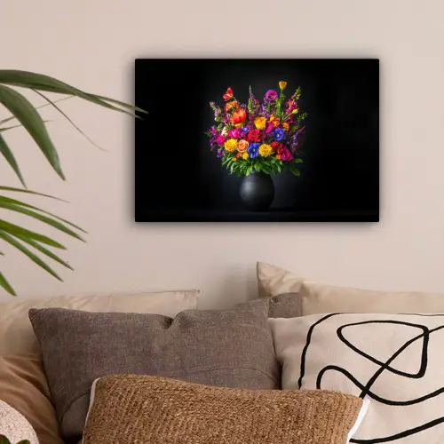 Felgekleurd - Bloemen - Vaas canvas 2cm klein -sfeer1