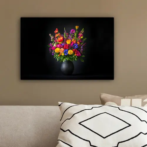 Felgekleurd - Bloemen - Vaas canvas 2cm klein -sfeer3