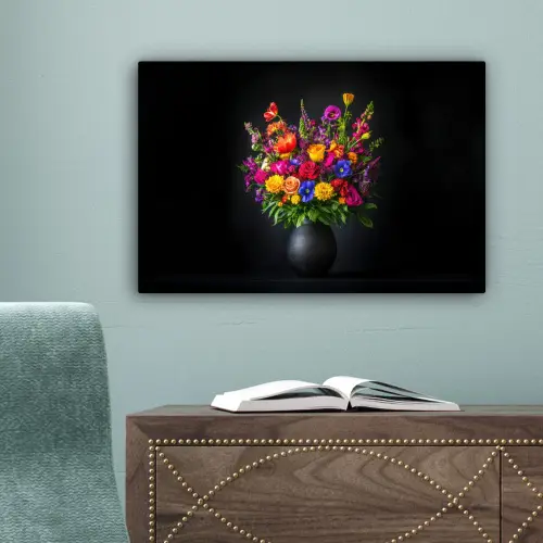 Felgekleurd - Bloemen - Vaas canvas 2cm klein -sfeer4