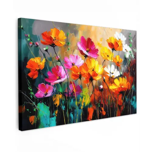 Felgekleurd - Bloemblaadjes - Abstract canvas 2cm klein -z3d