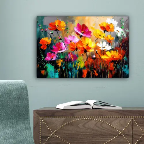 Felgekleurd - Bloemblaadjes - Abstract canvas 2cm klein -sfeer4