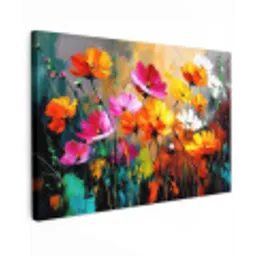 Felgekleurd - Bloemblaadjes - Abstract canvas 2cm klein -z3d