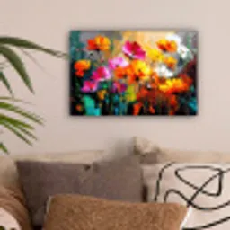 Felgekleurd - Bloemblaadjes - Abstract canvas 2cm klein -sfeer1