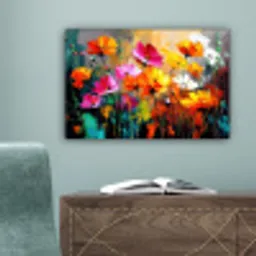 Felgekleurd - Bloemblaadjes - Abstract canvas 2cm klein -sfeer4
