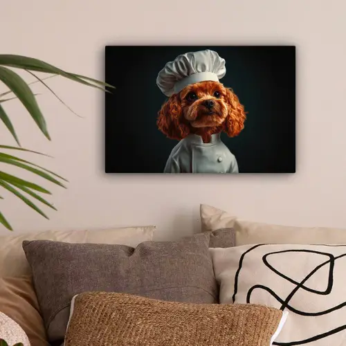 Bruin - Kok - Hondje canvas 2cm klein -sfeer1
