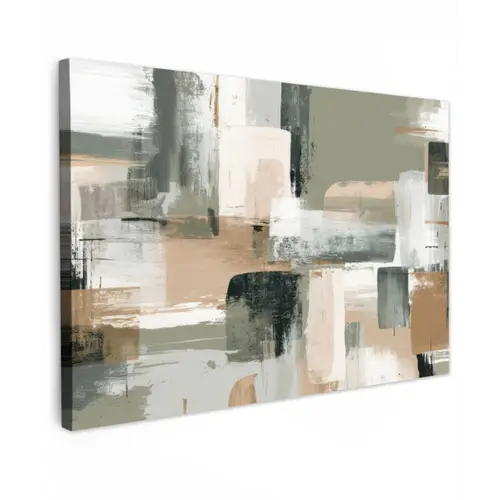 Penseelstreken - Abstract - Aardetinten canvas 2cm klein -z3d