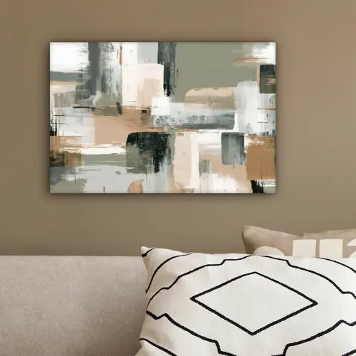 Penseelstreken - Abstract - Aardetinten canvas 2cm klein -sfeer3