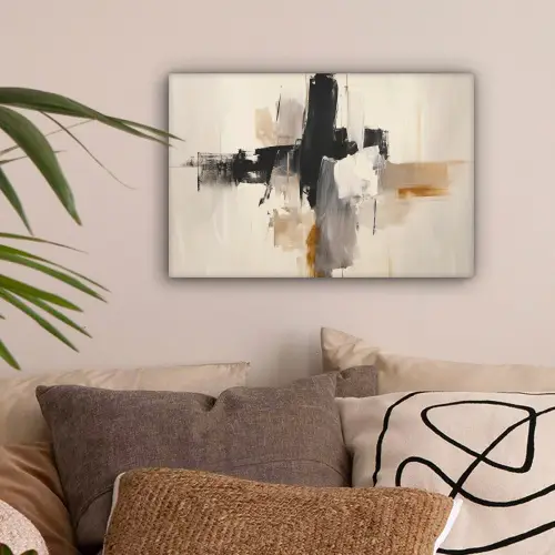 Penseelstreken - Ruw - Abstract - Beige canvas 2cm klein -sfeer1