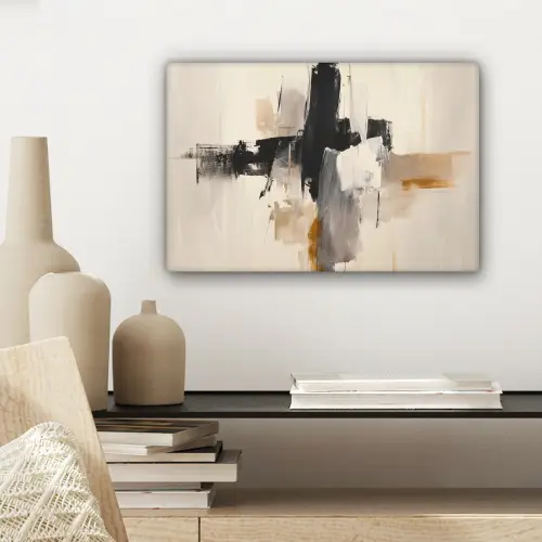 Penseelstreken - Ruw - Abstract - Beige canvas 2cm klein -sfeer6