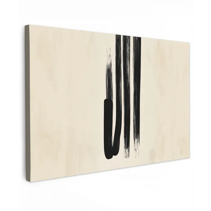 Penseelstreken - Verticaal - Zwart canvas 2cm klein -z3d