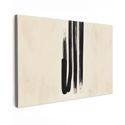 Penseelstreken - Verticaal - Zwart canvas 2cm klein -z3d