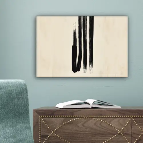 Penseelstreken - Verticaal - Zwart canvas 2cm klein -sfeer4