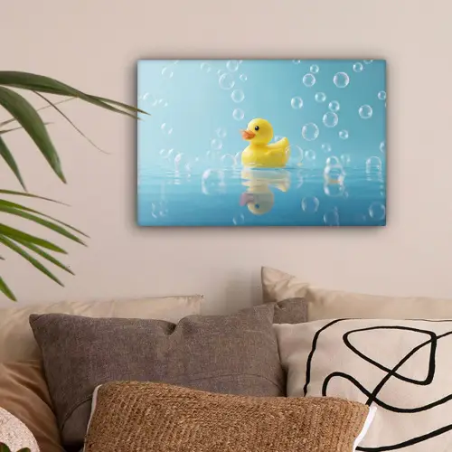 Bubbels - Badeend - Geel canvas 2cm klein -sfeer1