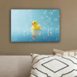 Bubbels - Badeend - Geel canvas 2cm klein -sfeer3