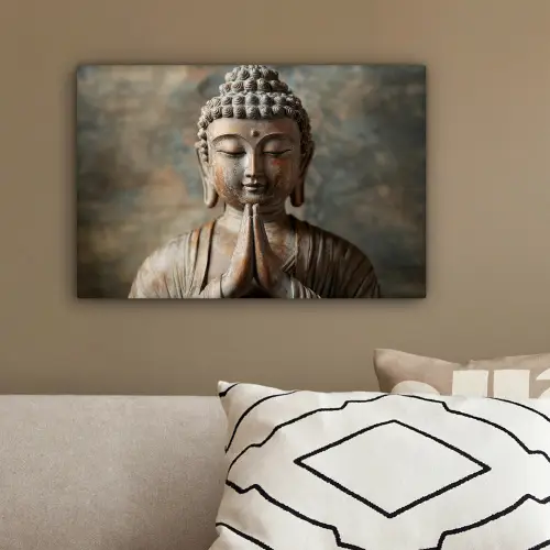 Boedha - Beeld - Bruin - Rust canvas 2cm klein -sfeer3