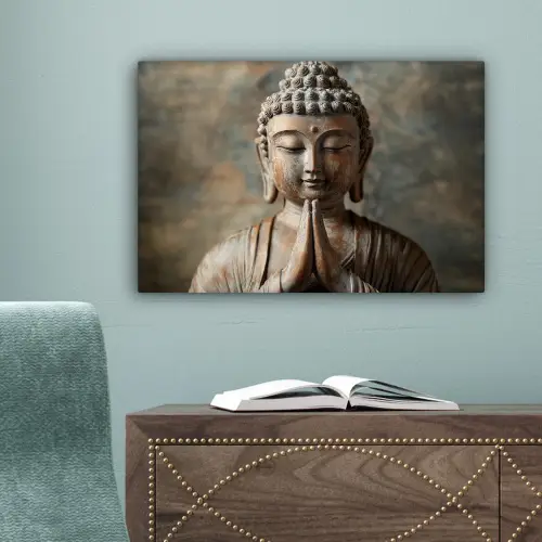Boedha - Beeld - Bruin - Rust canvas 2cm klein -sfeer4