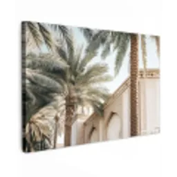 Gebouw - Palmbomen - Beige - Zon canvas 2cm klein -z3d