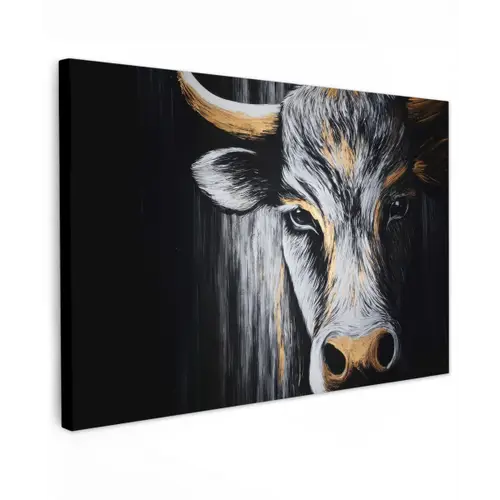 Stier - Hoorns - Snuit - Goud canvas 2cm klein -z3d