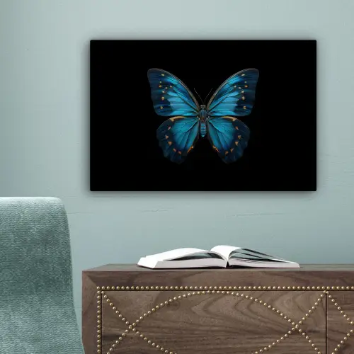 Vlinder - Blauw - Contrast canvas 2cm klein -sfeer4
