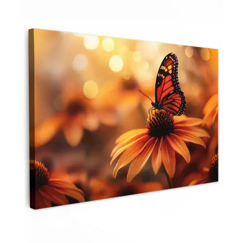 Vlinder - Bloemen - Oranje canvas 2cm klein -z3d