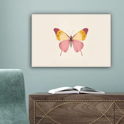 Vlinder - Illustratie - Roze canvas 2cm klein -sfeer4