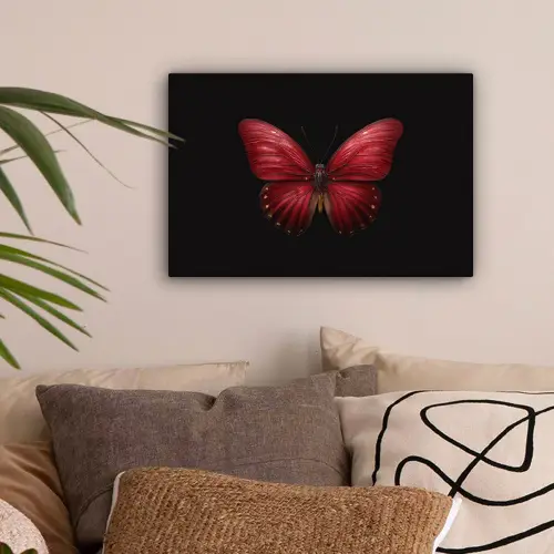 Vlinder - Rood - Minimalistisch canvas 2cm klein -sfeer1
