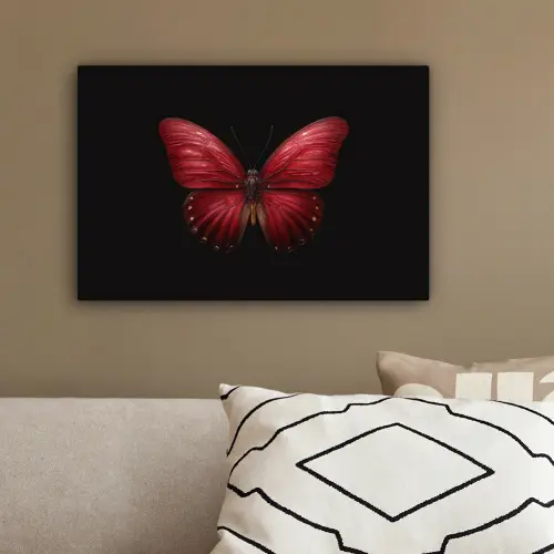 Vlinder - Rood - Minimalistisch canvas 2cm klein -sfeer3