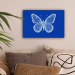Vlinder - Wit - Getekend - Stippen canvas 2cm klein -sfeer1