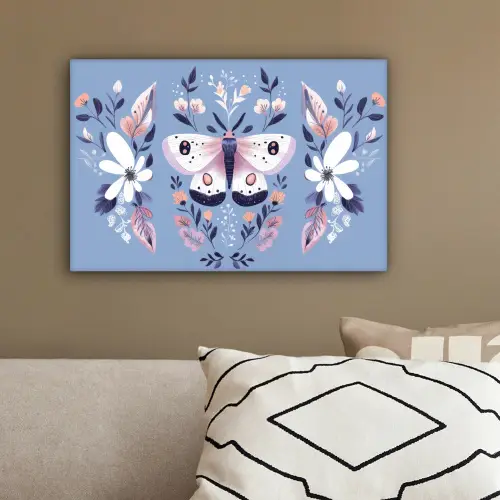 Vlinder - Vleugels - Stippen - Bloemen canvas 2cm klein -sfeer3
