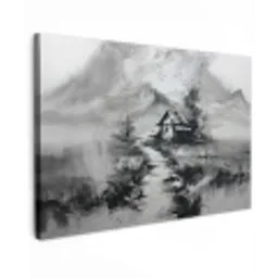Hut - Grijs - Bergen - Mistig canvas 2cm klein -z3d
