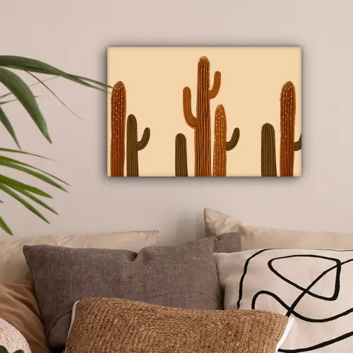 Cactus - Woestijn - Zand - Bruin canvas 2cm klein -sfeer1