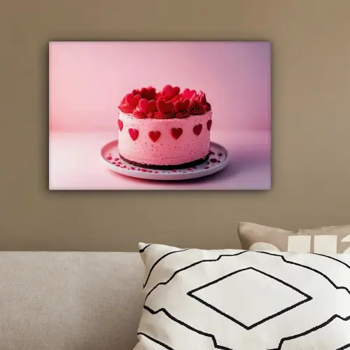 Taart - Hart - Roze canvas 2cm klein -sfeer3