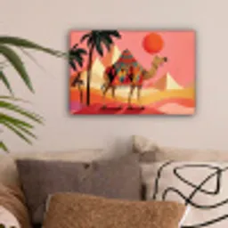Kameel - Pyramides - Rode zon canvas 2cm klein -sfeer1