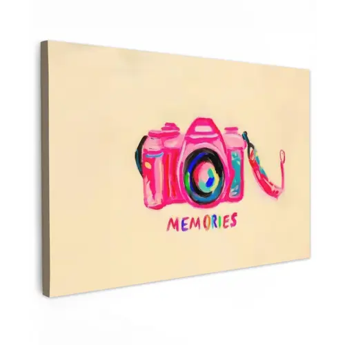 Camera - Memories - Roze - Geschilderd canvas 2cm klein -z3d