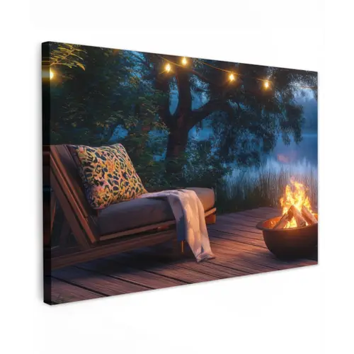 Kampvuur - Meer - Avondlicht canvas 2cm klein -z3d