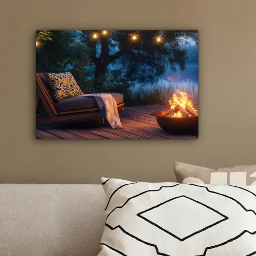 Kampvuur - Meer - Avondlicht canvas 2cm klein -sfeer3