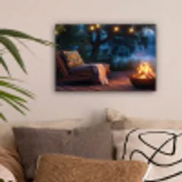 Kampvuur - Meer - Avondlicht canvas 2cm klein -sfeer1