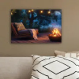 Kampvuur - Meer - Avondlicht canvas 2cm klein -sfeer3