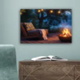 Kampvuur - Meer - Avondlicht canvas 2cm klein -sfeer4
