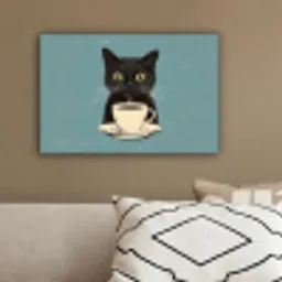 Kat - Zwart - Koffie - Minimalistisch canvas 2cm klein -sfeer3