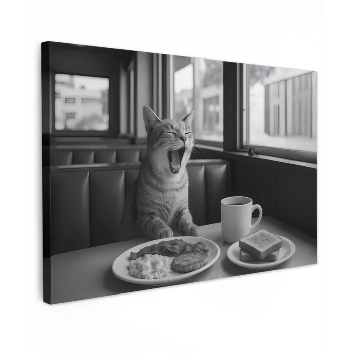 Kat - Koffie - Brood - Zwart canvas 2cm klein -z3d