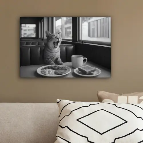 Kat - Koffie - Brood - Zwart canvas 2cm klein -sfeer3