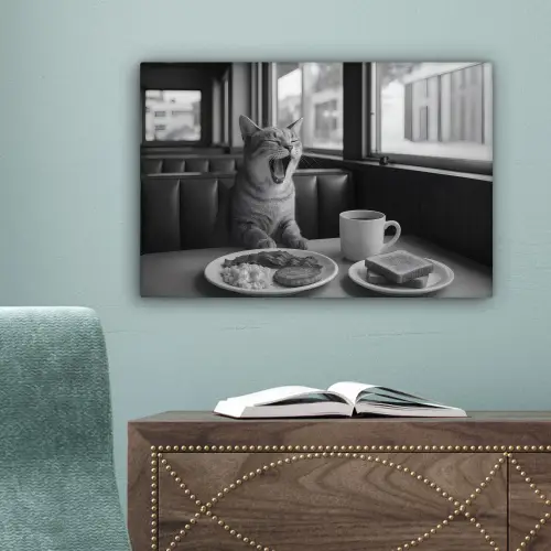 Kat - Koffie - Brood - Zwart canvas 2cm klein -sfeer4