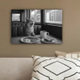 Kat - Koffie - Brood - Zwart canvas 2cm klein -sfeer3