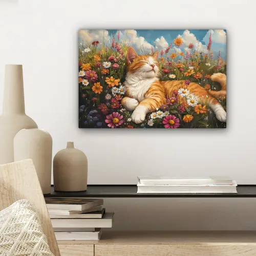 Kat - Bloemen - Ontspannen canvas 2cm klein -sfeer6