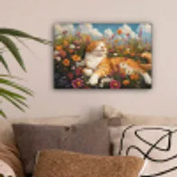 Kat - Bloemen - Ontspannen canvas 2cm klein -sfeer1