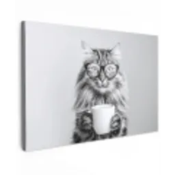 Kat - Bril - Mok - Pluizig canvas 2cm klein -z3d