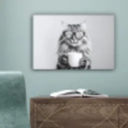 Kat - Bril - Mok - Pluizig canvas 2cm klein -sfeer4