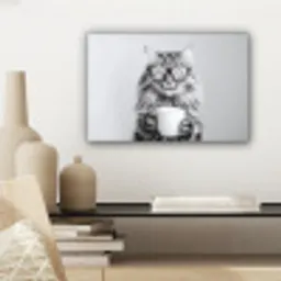 Kat - Bril - Mok - Pluizig canvas 2cm klein -sfeer6